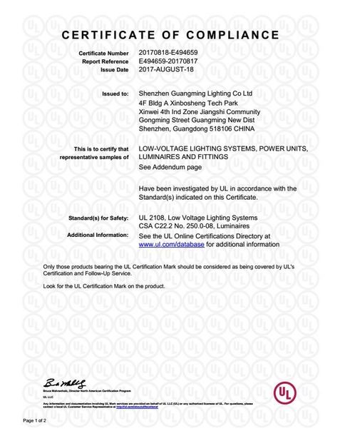China Shenzhen GM lighting Co.,Limited. Certificaciones
